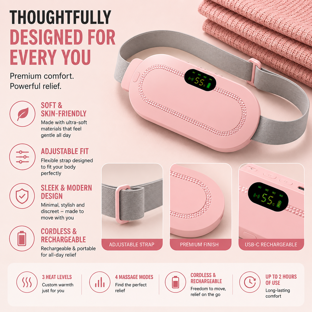 WarmEase Waistband - Fast Soothing Heat for Cramps & Lower Back Pain