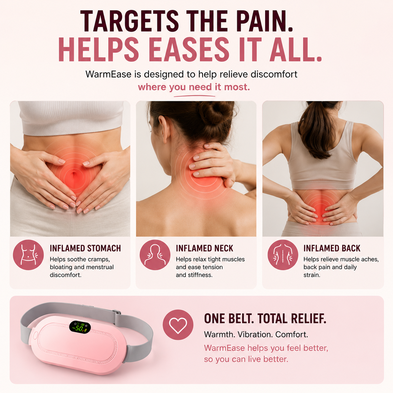 WarmEase Waistband - Fast Soothing Heat for Cramps & Lower Back Pain