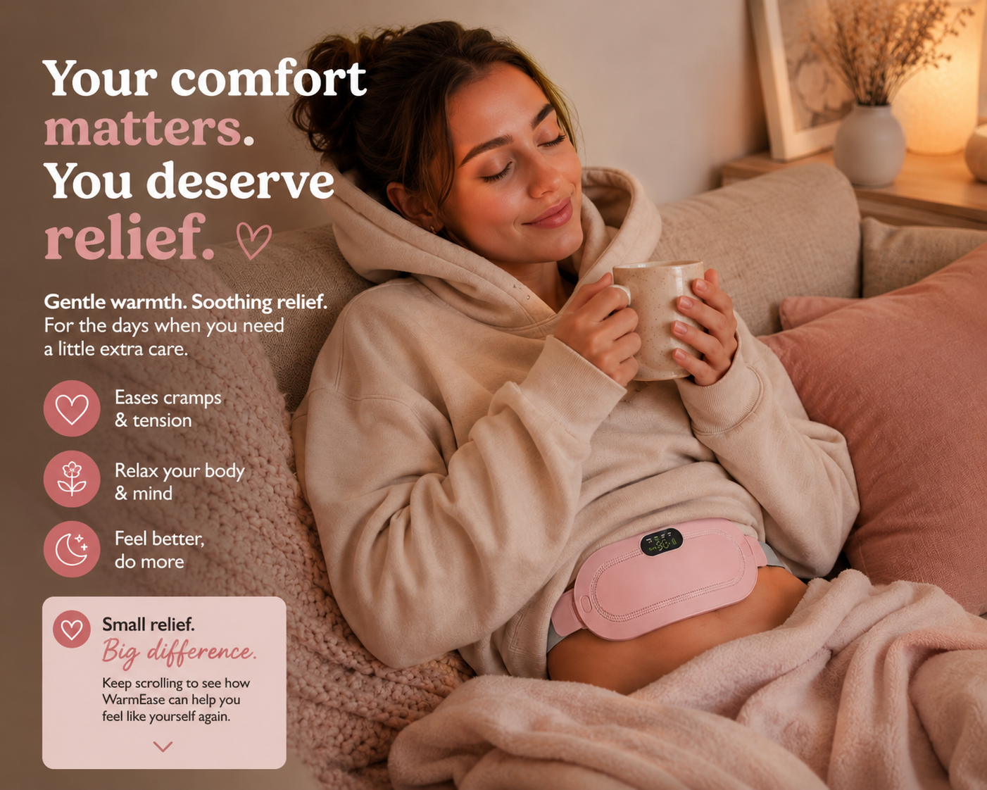 WarmEase Waistband - Fast Soothing Heat for Cramps & Lower Back Pain